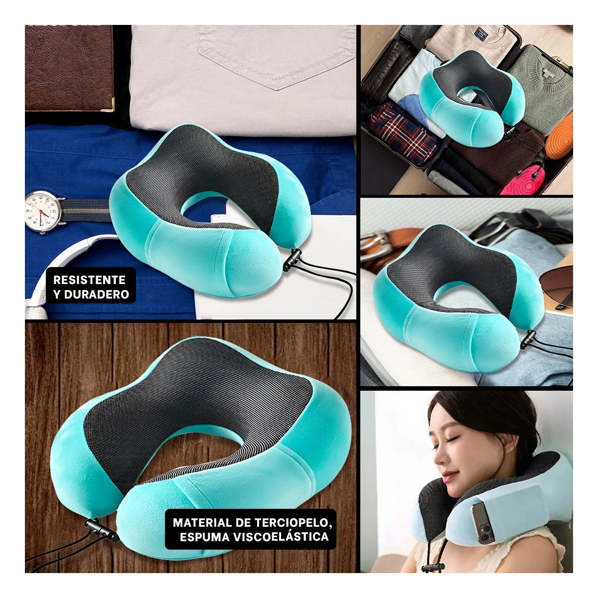 ALMOHADA DE CUELLO COMODA PARA TRAYECTOS LARGOS CELESTE CLARO Y+POST IT - 2