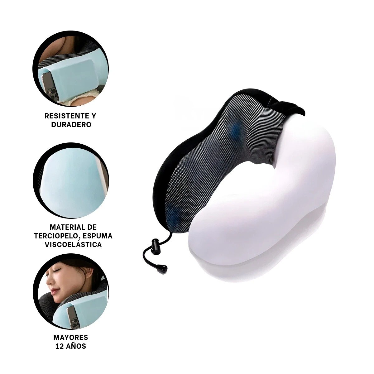 ALMOHADA DE CUELLO COMODA PARA TRAYECTOS LARGOS CELESTE CLARO Y+POST IT - 5