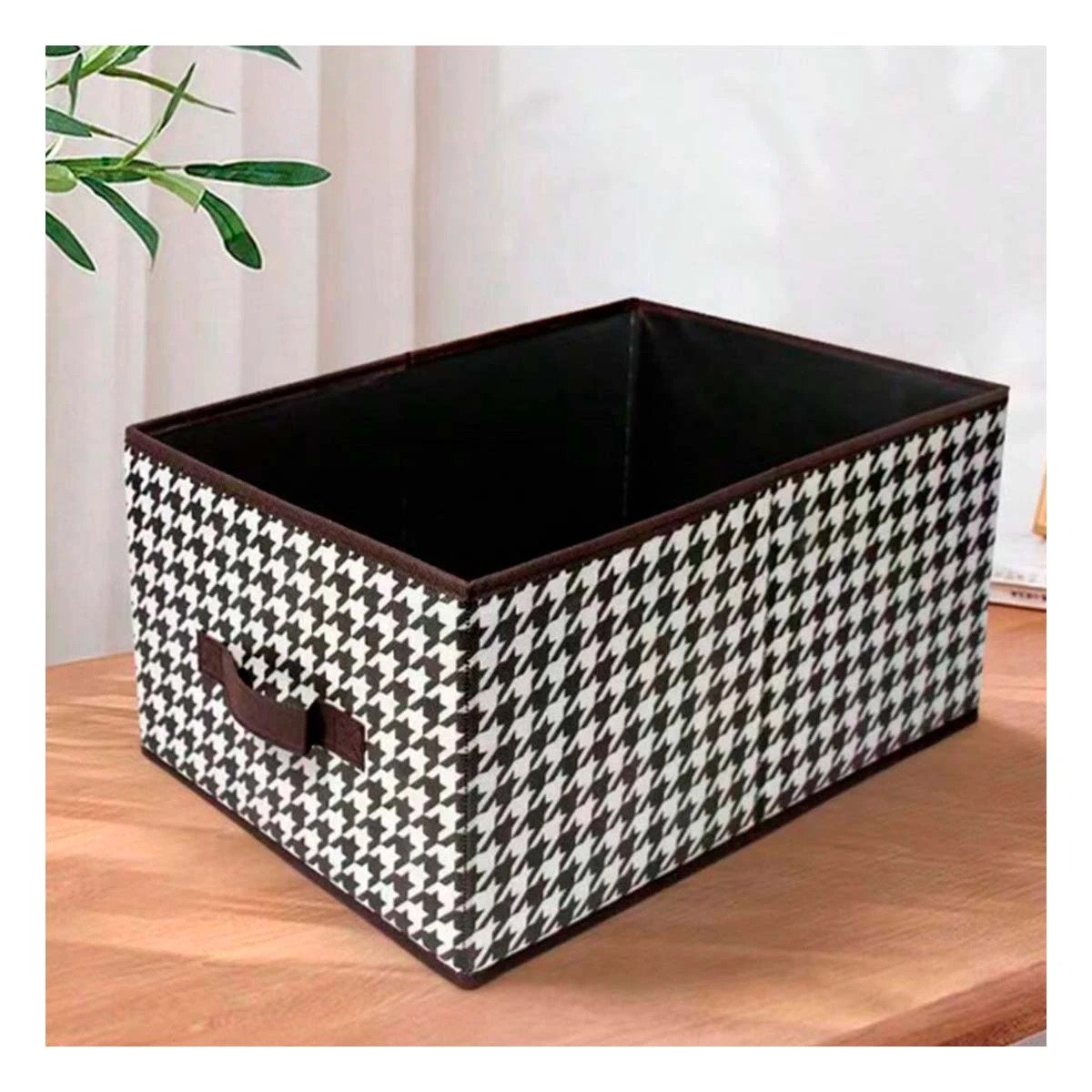 PACK2 ALMACENAMIENTO DE TELA MARRON PATA DE GALLO 40X28X20CM PARA CASA - 3
