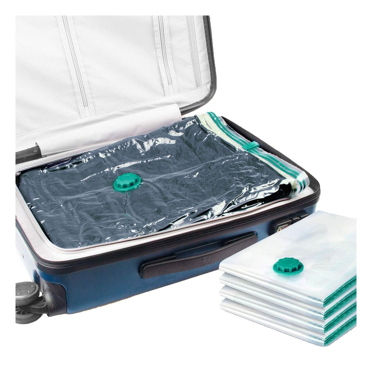BOLSA AL VACIO DURABLE Y RESISTENTE PARA TEXTILES TRANSPARENTE EMPAQUE VERDE Y+LIGAS REGALO - 5