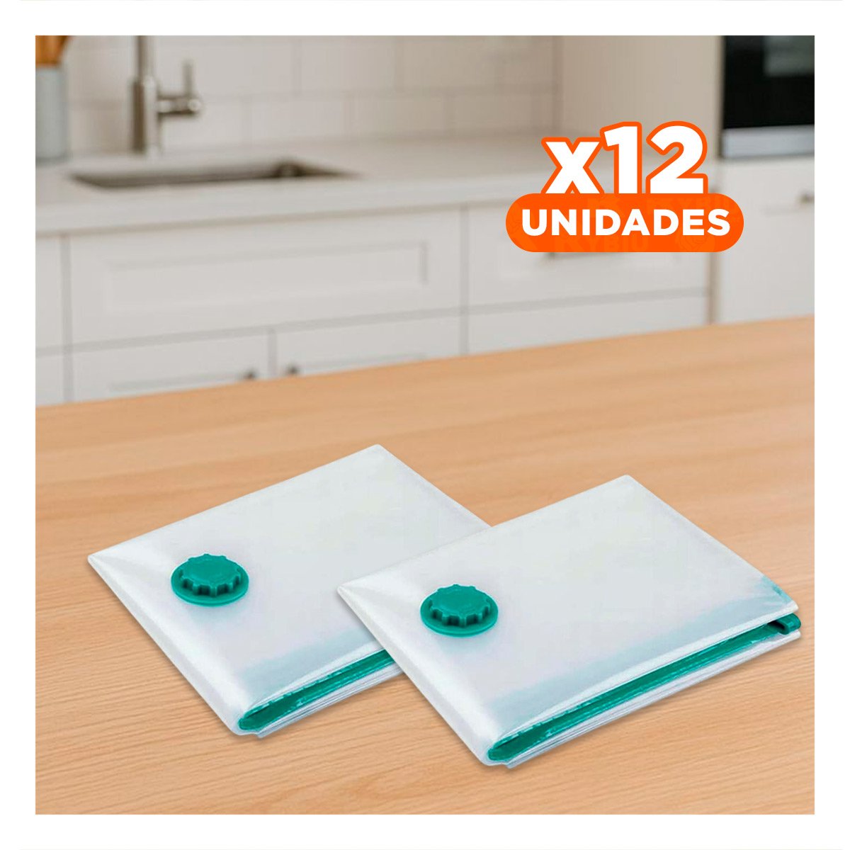 PACK12 FORMATO AL VACIO PRACTICO Y COMPACTO PARA GUARDAR ROPA TRANSPARENTE VERDE Y+PAPEL REGALO - 1
