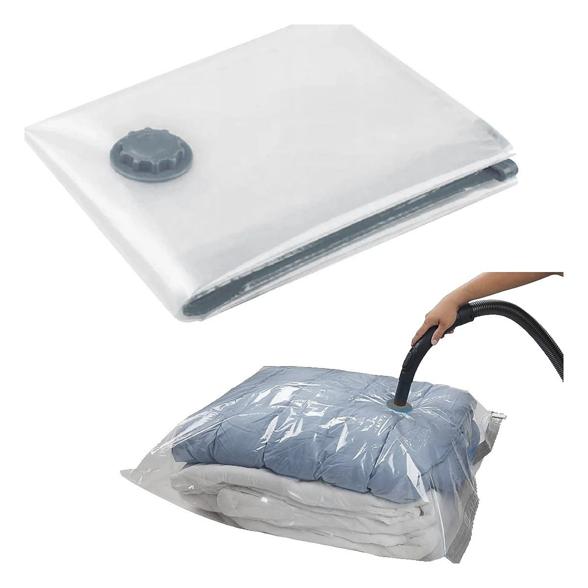 PACK4 ALMACENADOR AL VACIO DURABLE Y REUTILIZABLE TRANSPARENTE EMPAQUE GRIS Y+PAPEL REGALO - 3