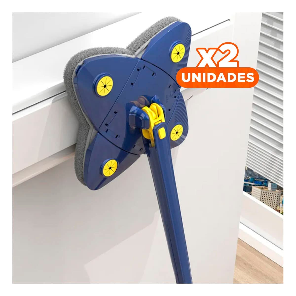 PACK2 TRAPEADOR 360 CON AUTOEXPRIMIDOR 4 ESQUINAS AZUL PARA PISOS Y SUPERFICIES DEL HOGAR - 1