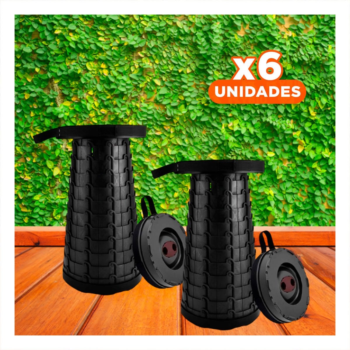 PACK6 ASIENTO RESISTENTE PLEGABLE 3 SEGUROS PORTATILES TAPA NEGRO CENTRO NEGRO - 1