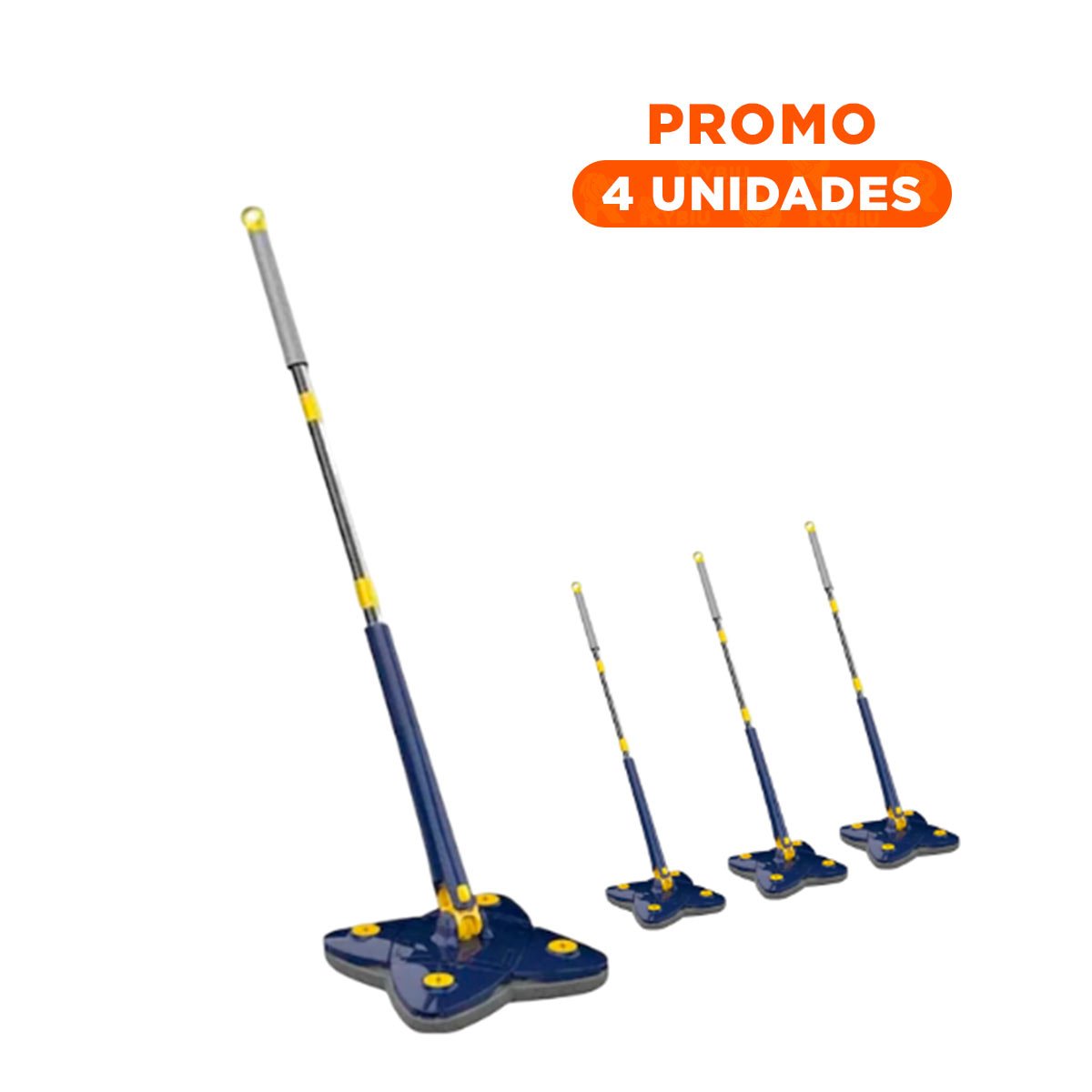 PACK4 LIMPIADOR 360 CON AUTOEXPRIMIDOR 4 ESQUINAS AZUL PRACTICO PARA USO DIARIO - 1