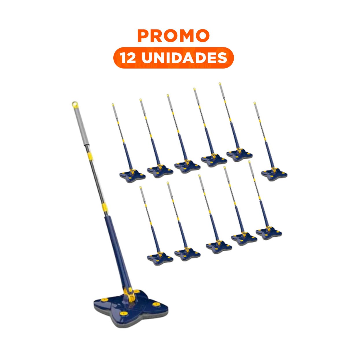 PACK12 ESCOBA 360 CON SISTEMA AUTOEXPRIMIDOR 4 ESQUINAS AZUL ELIMINA SUCIEDAD RAPIDAMENTE - 1