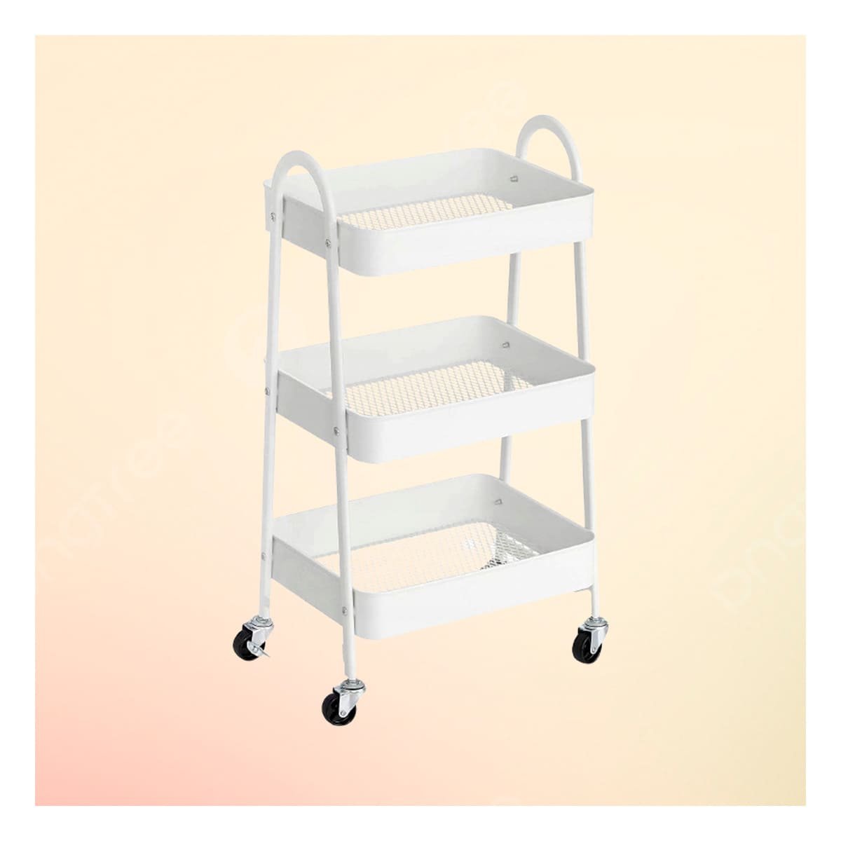 PACK2 REPISA MOVIL 3 NIVELES CON RUEDAS Y ASAS METAL BLANCO PARA DECORACION Y+PAPEL REGALO - 5