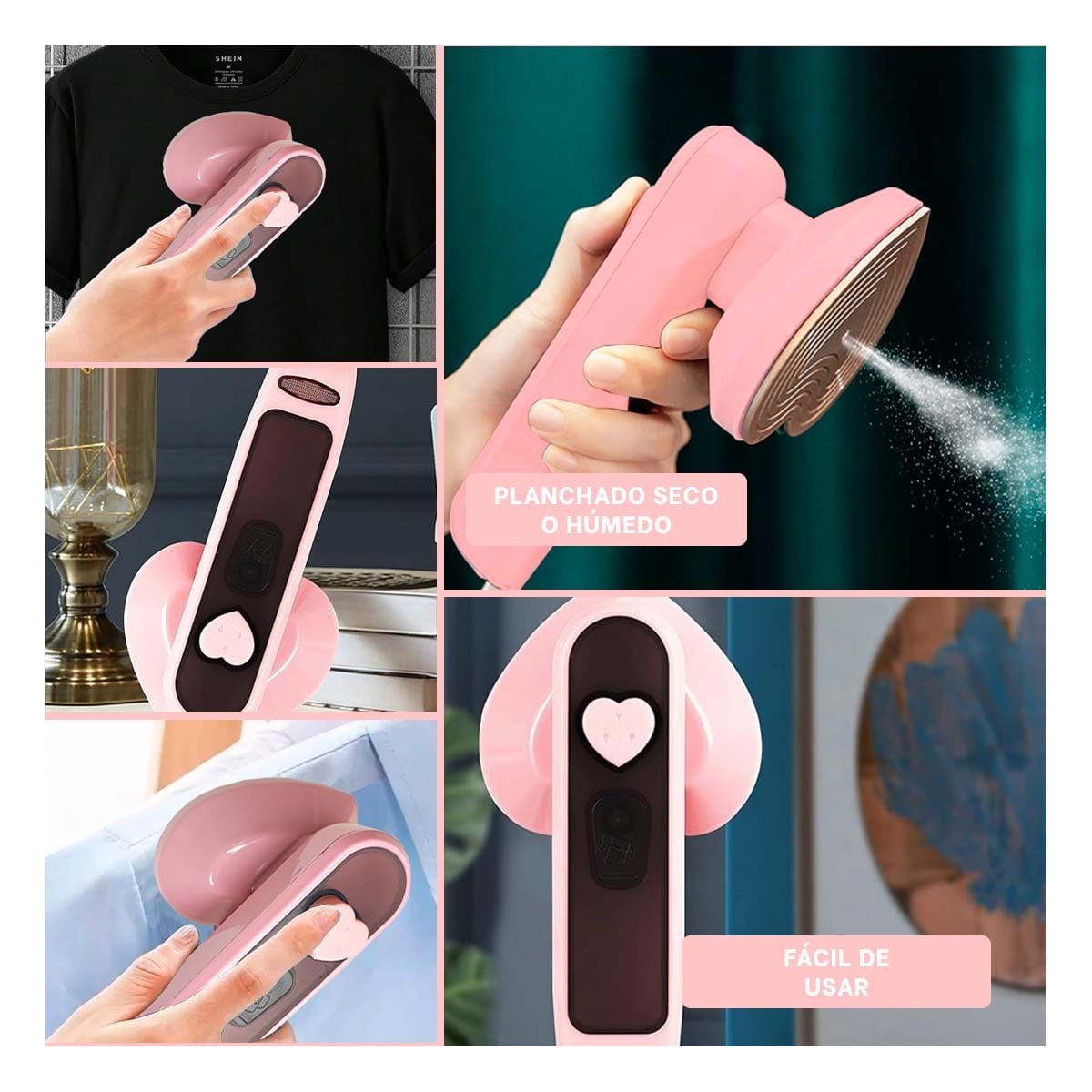 PEQUENA PLANCHA A VAPOR CORAZON LIGERA Y COMPACTA PARA ROPA EN CASA Y+PAPEL REGALO - 3