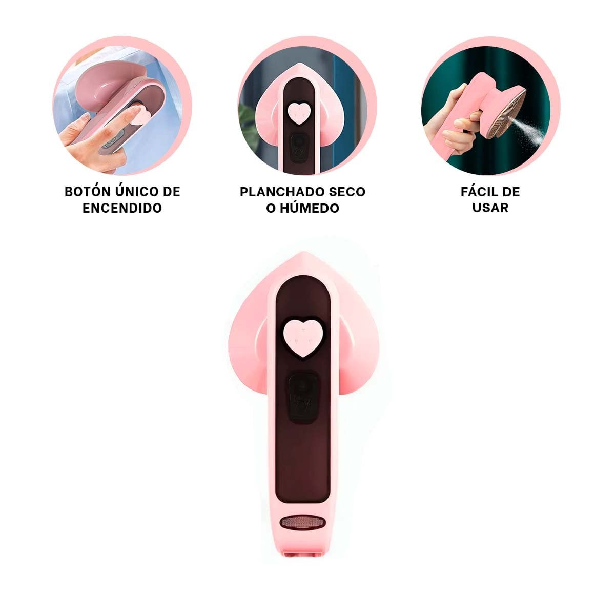 PEQUENA PLANCHA A VAPOR CORAZON LIGERA Y COMPACTA PARA ROPA EN CASA Y+PAPEL REGALO - 5