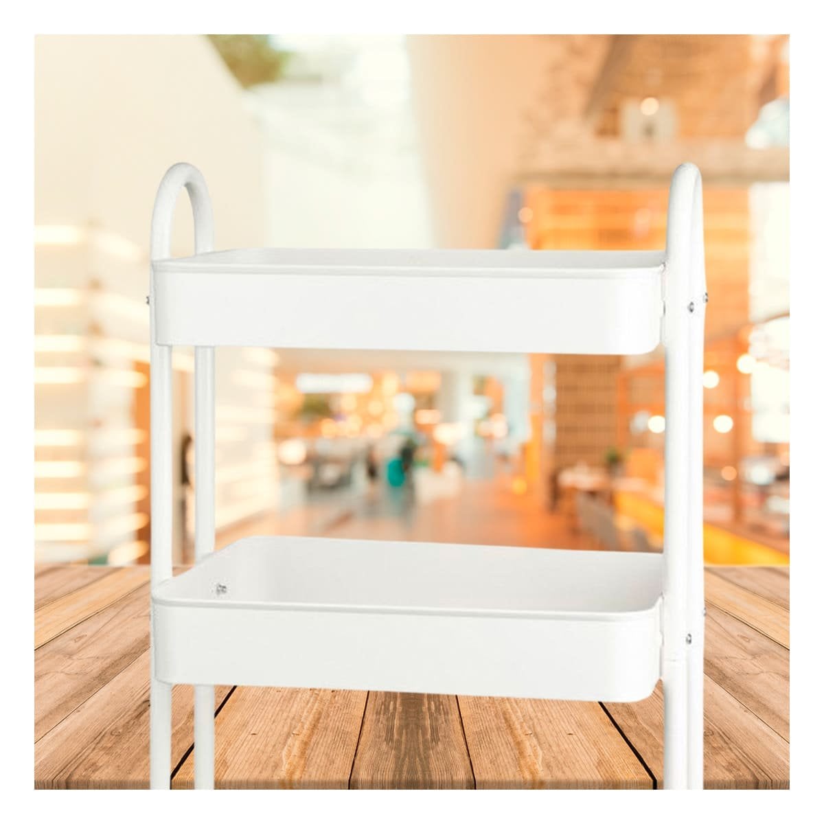 REPISA CARRITO 3 NIVELES CON RUEDAS Y ASAS METAL BLANCO Y+PAPEL REGALO - 1