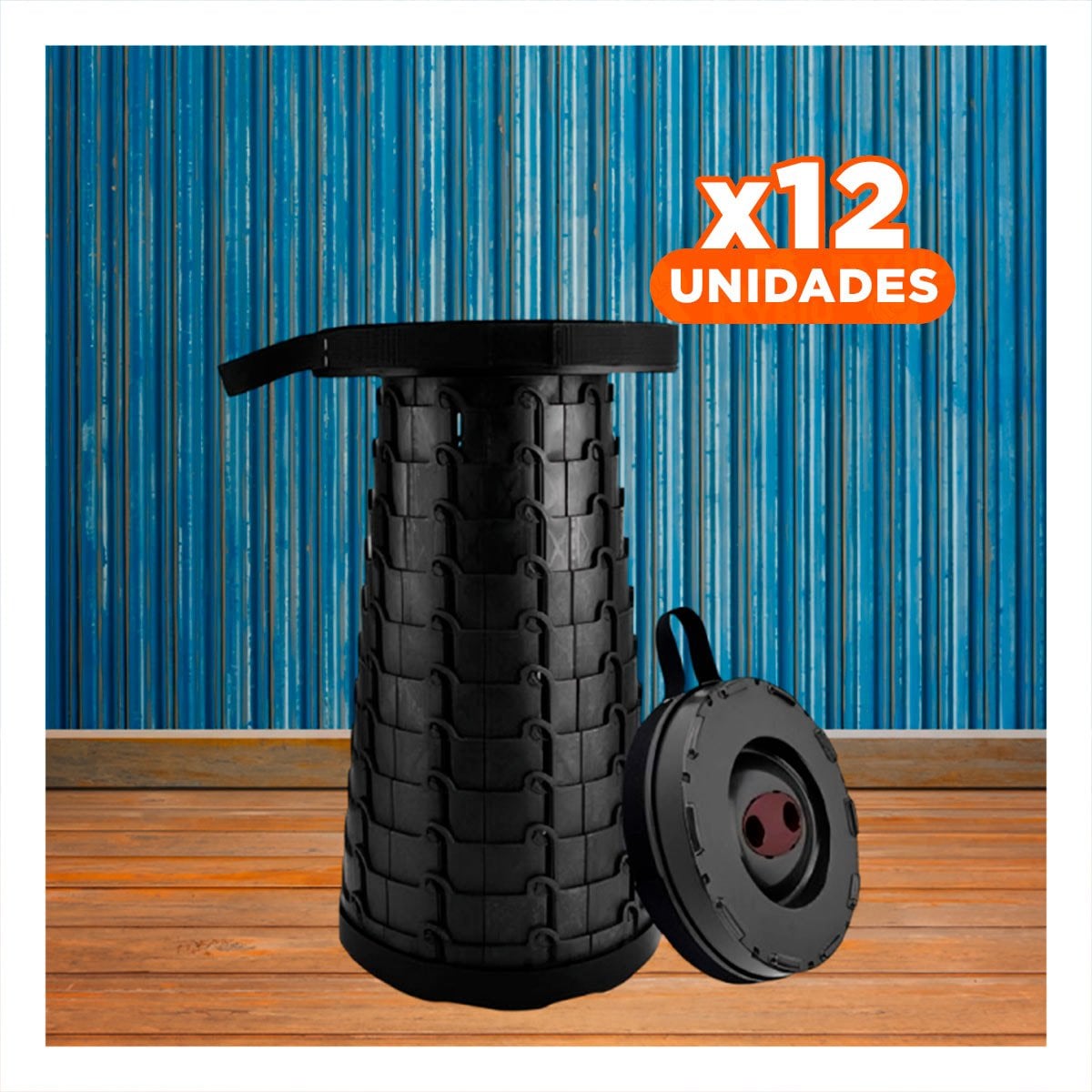 PACK12 BUTACA RESISTENTE PLEGABLE 3 SEGUROS PORTATILES TAPA NEGRO CENTRO NEGRO Y+REGALO STICKER - 1