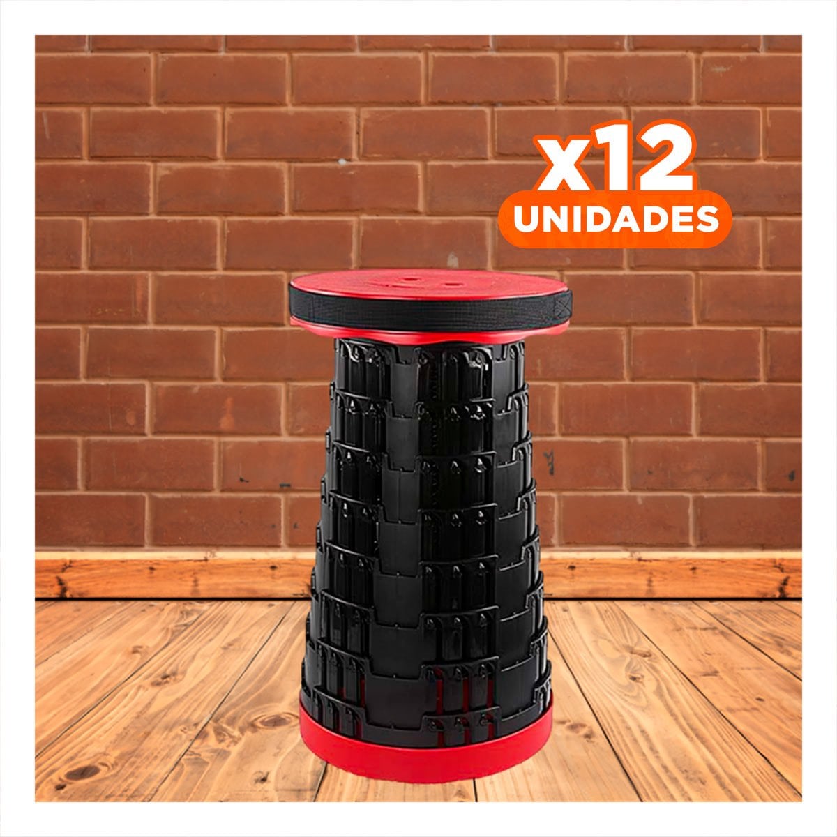 PACK12 ASIENTO EXTERIOR 3 SEGUROS PORTATILES TAPA ROJO CENTRO NEGRO PARA PATIO Y+REGALO STICKER - 1