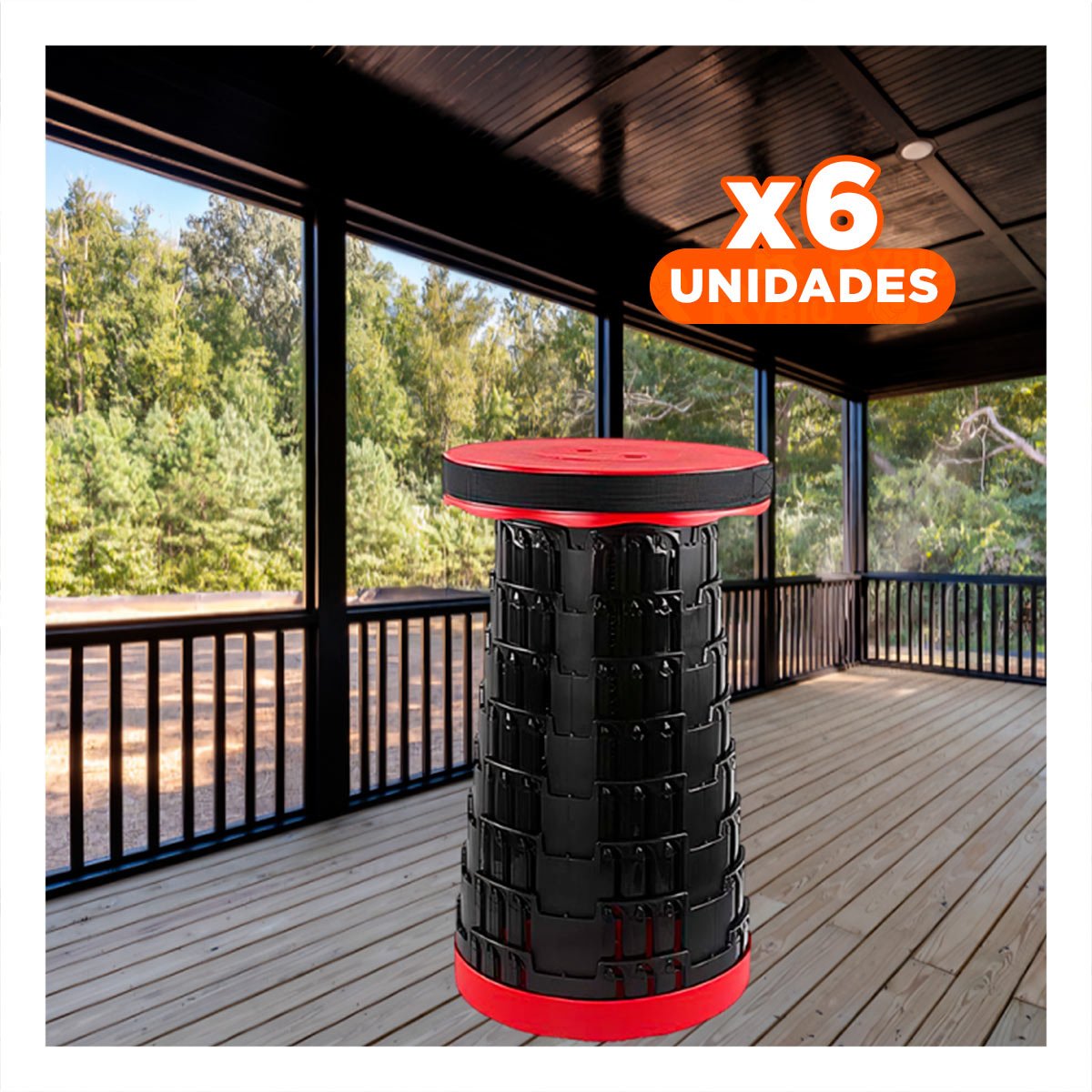 PACK6 BUTACA COMPACTA 3 SEGUROS PORTATILES TAPA ROJO CENTRO NEGRO PARA TERRAZA Y+PAPEL REGALO - 1