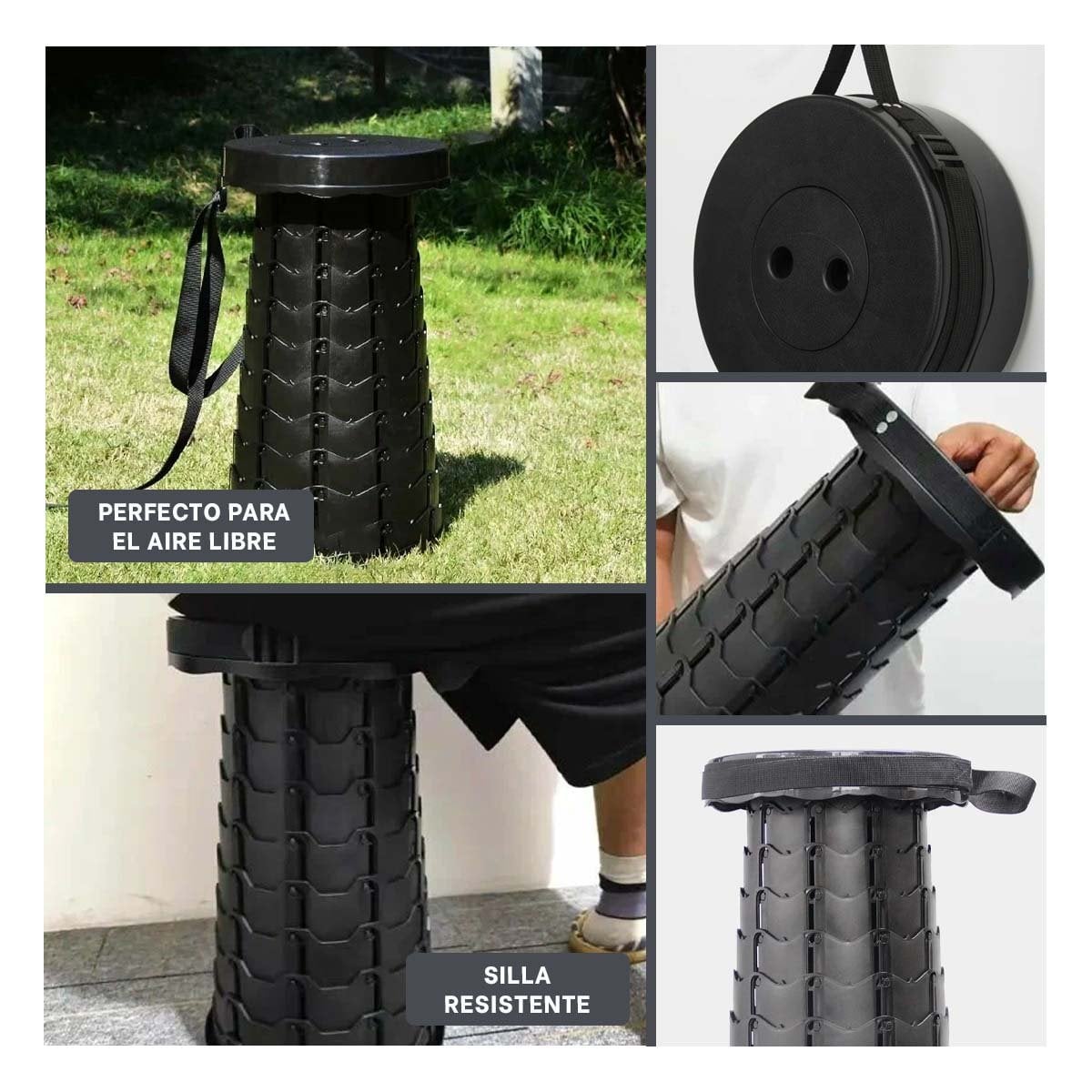 SILLA PLEGABLE 3 SEGUROS PORTATILES TAPA NEGRO CENTRO NEGRO - 2