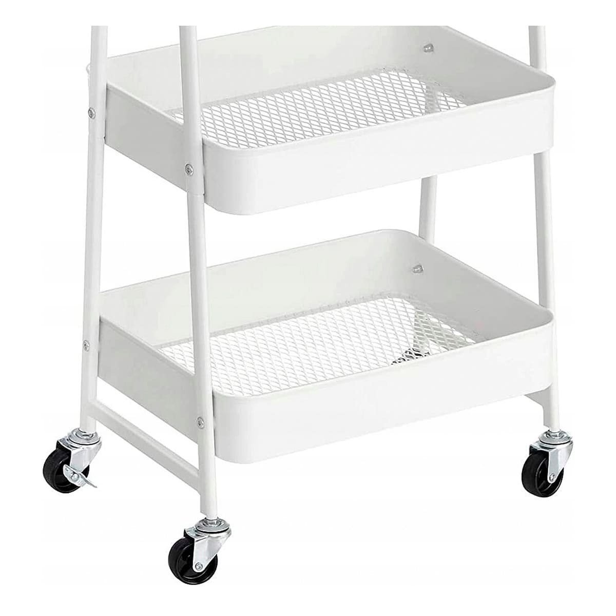 ORGANIZADOR CARRITO 3 NIVELES CON RUEDAS Y ASAS METAL BLANCO Y+LIGAS REGALO - 5