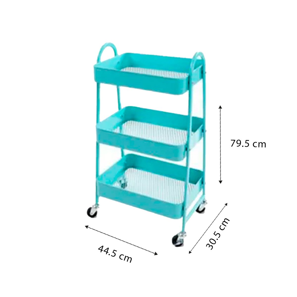 PACK4 RACK DE METAL 3 NIVELES CON RUEDAS Y ASAS CELESTE RESISTENTE Y+PAPEL REGALO - 4