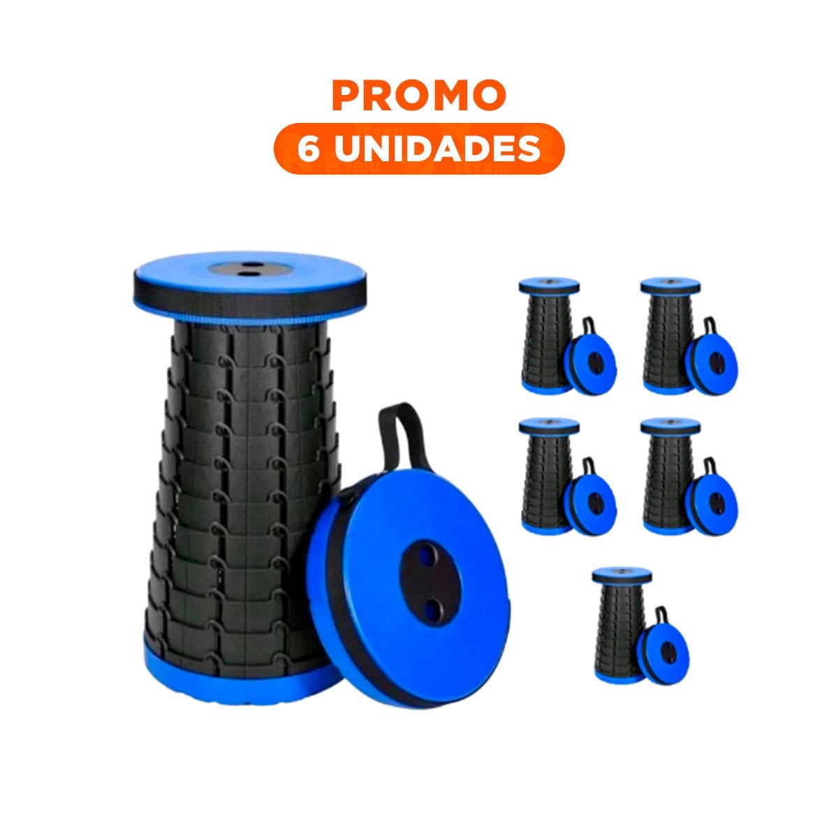 PACK6 BUTACA LIVIANA 3 SEGUROS PORTATIL TAPA AZUL CENTRO NEGRO PARA OFICINA Y+REGALO STICKER - 1