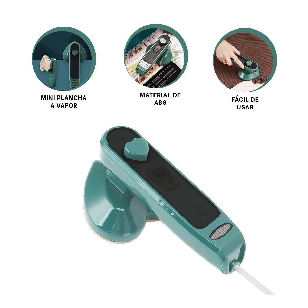 LIGERA PLANCHA A VAPOR CORAZON VERDE PARA ROPA Y HOGAR SIN ESFUERZO Y+POST IT - 5
