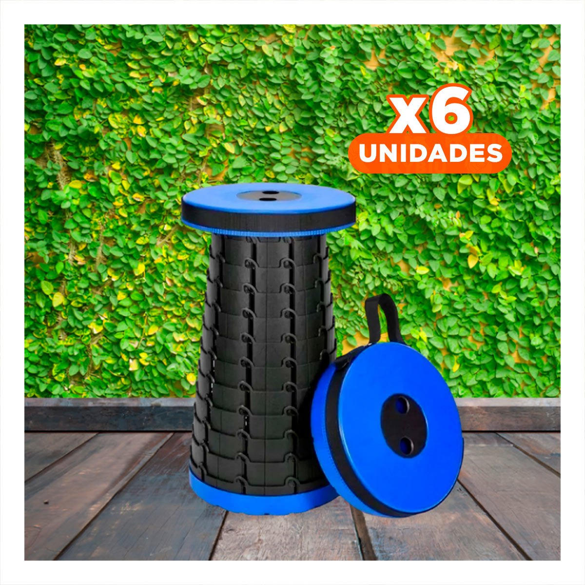 PACK6 ASIENTO VERSATIL 3 SEGUROS PORTATIL TAPA AZUL CENTRO NEGRO PARA CASA Y+PAPEL REGALO - 1