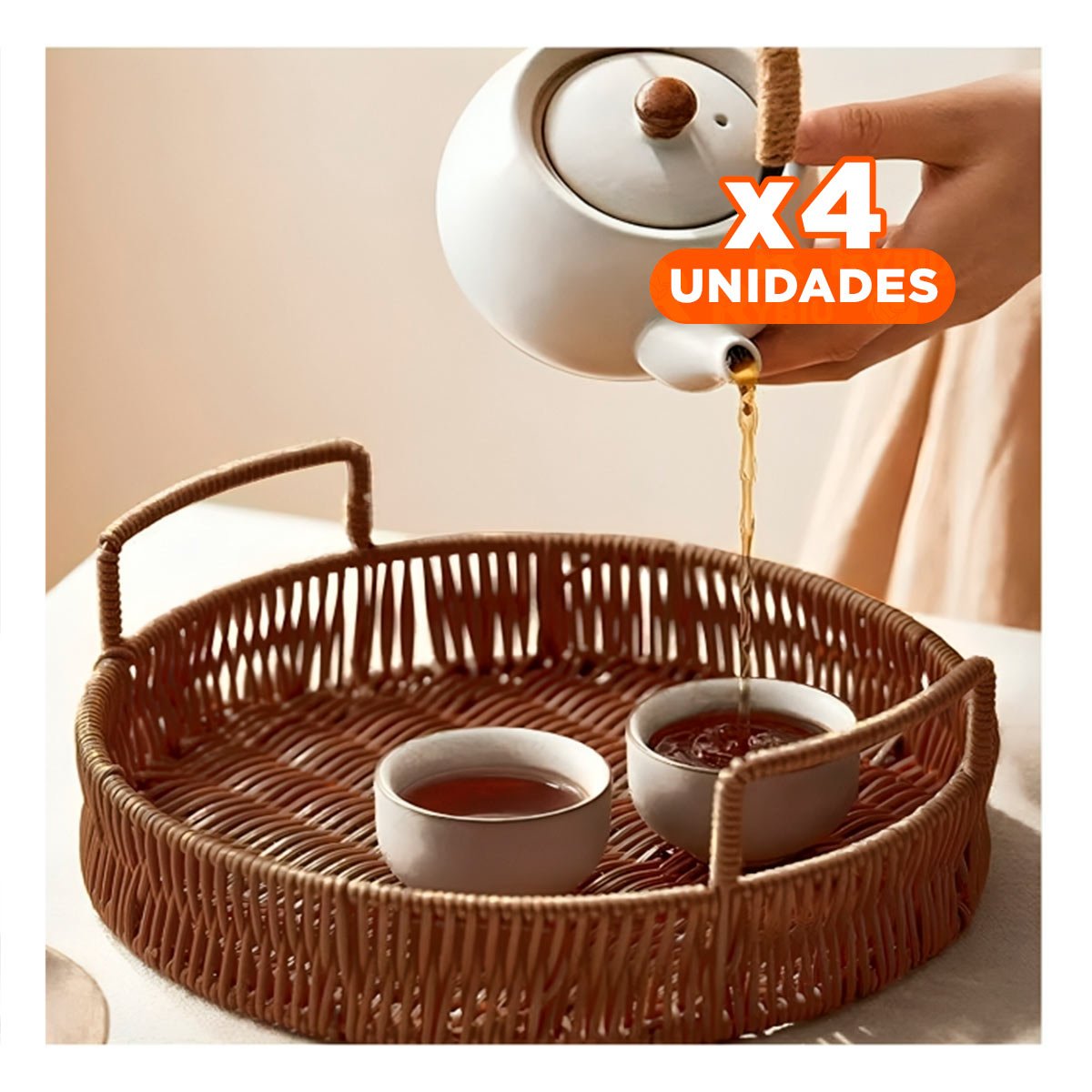 PACK4 CONTENEDOR TEJIDA CIRCULAR CON ASAS PARA ORGANIZAR JUGUETES MARRON Y+PAPEL REGALO - 1