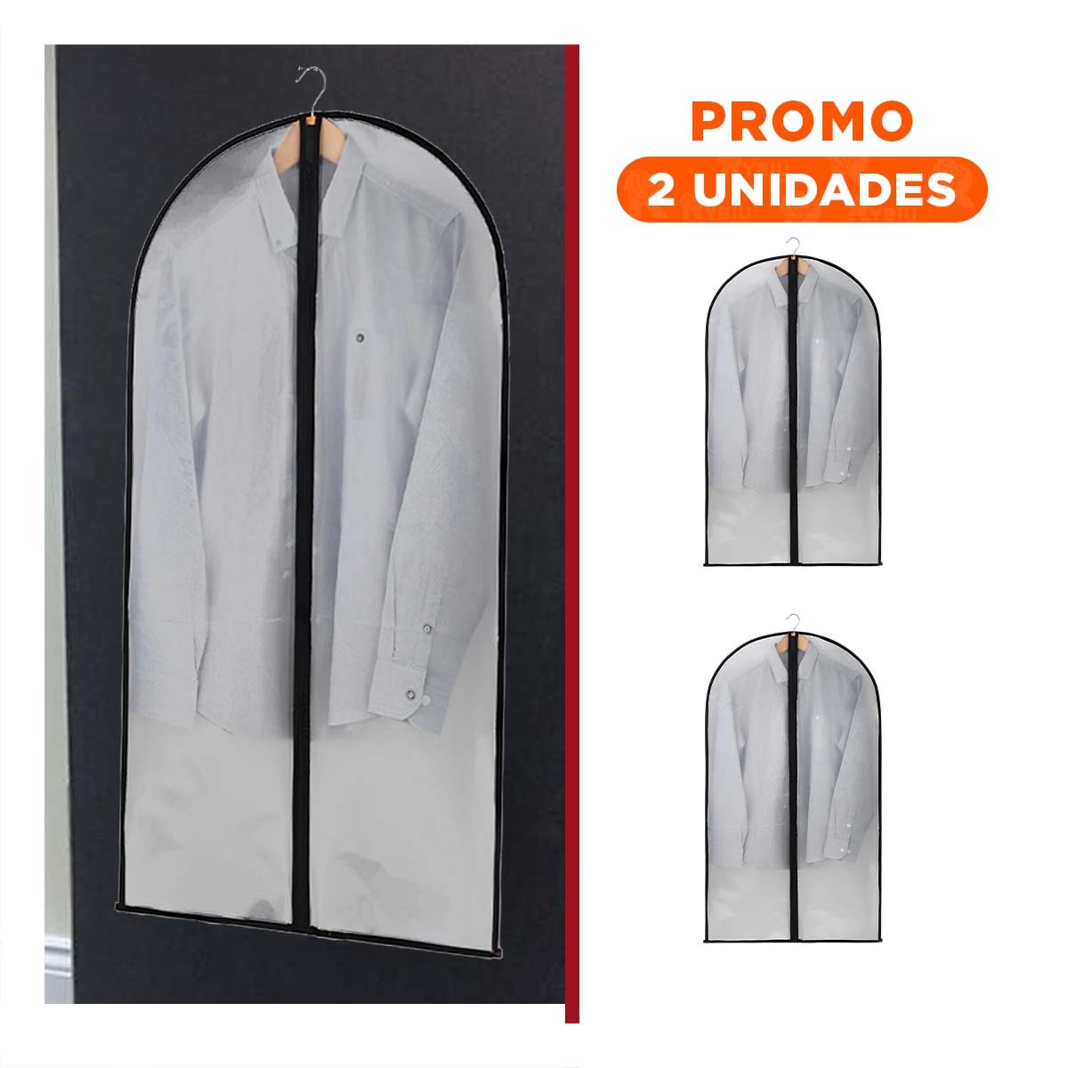 PACK2 ENVOLTURA DE TRAJE DE PLASTICO DE USO CONTINUO 60CMX80CM BLANCO Y+REGALO STICKER - 1