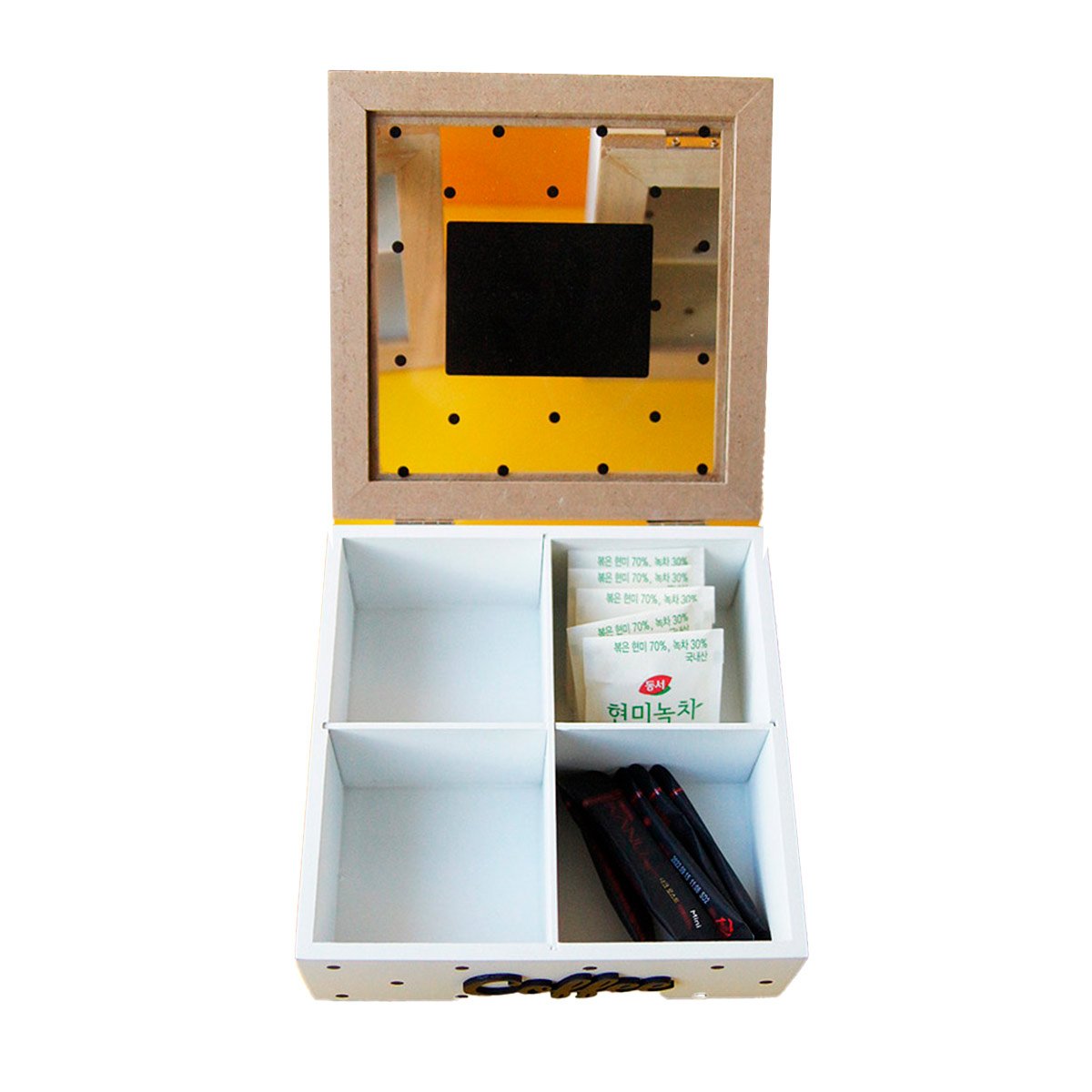 PACK6 ORGANIZADOR DE MADERA CON COMPARTIMENTOS PARA TE Y CAFE BLANCO HOGAR Y+REGALO STICKER - 2