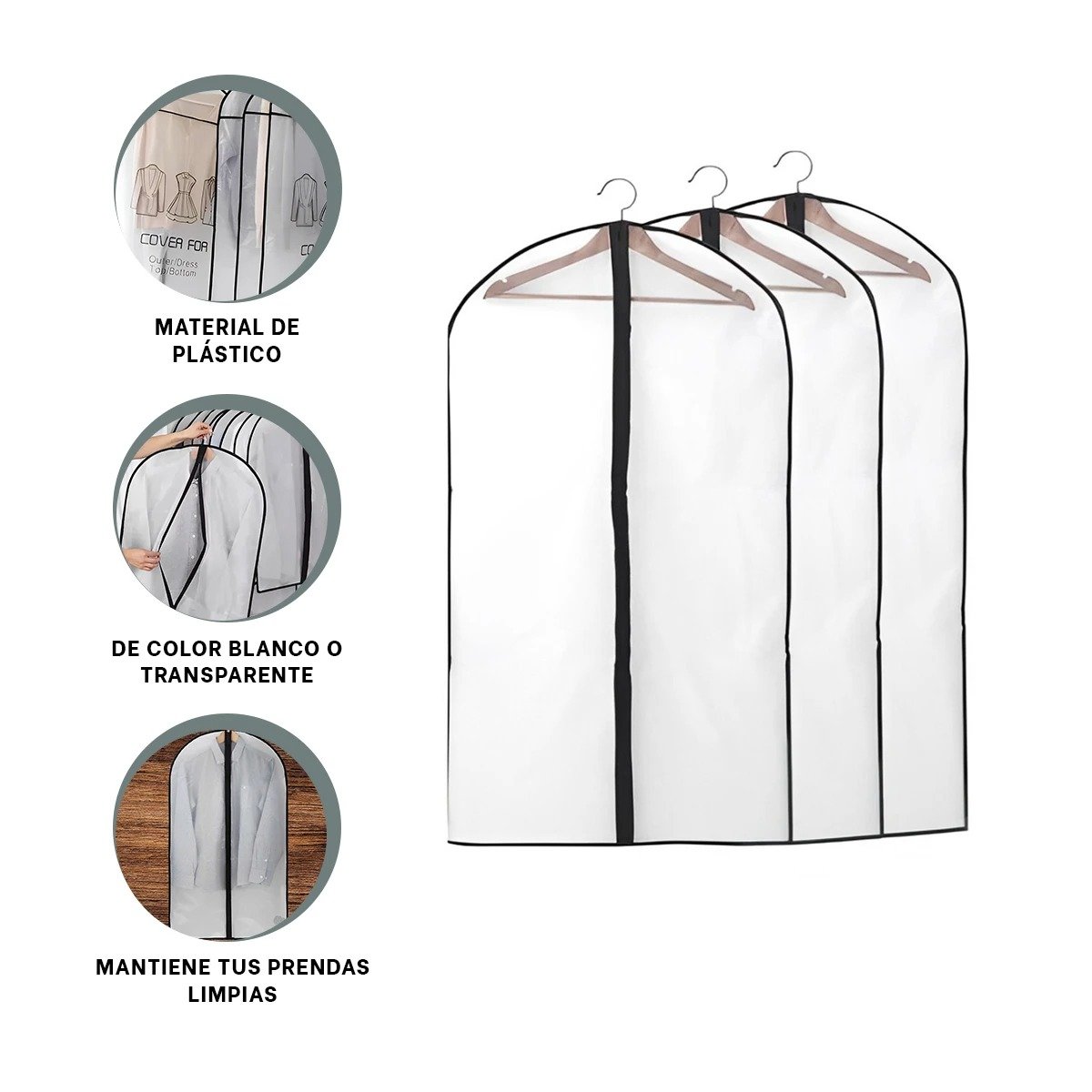 PORTATRAJE DE PLASTICO CON ACCESO SUPERIOR 60CMX80CM BLANCO Y+POST IT - 5