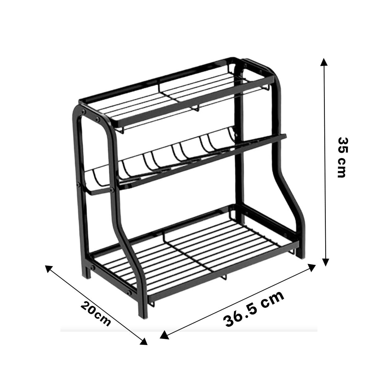 ESTANTE ORGANIZADOR CONDIMENTERO 3 NIVELES 36 5X20X35CM NEGRO PARA COCINA - 4