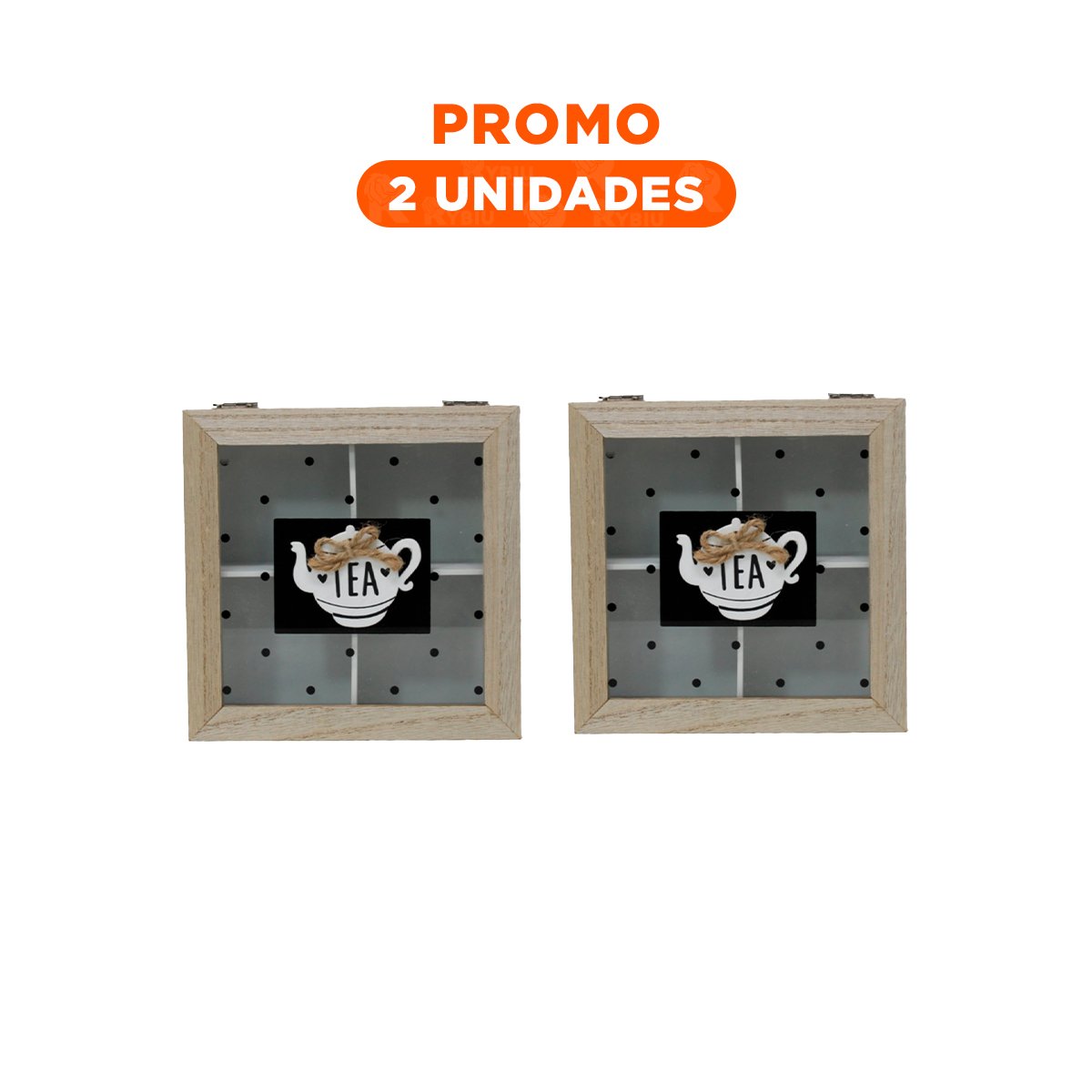 PACK2 CONTENEDOR DE MADERA MULTIUSO PARA TE Y CAFE BLANCO DECORACION HOGAR Y+REGALO STICKER - 1