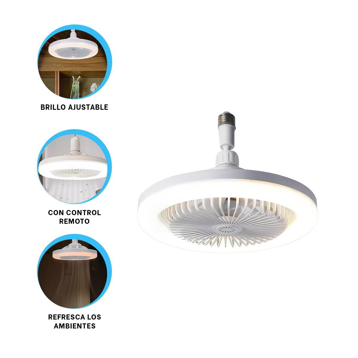 ILUMINACION VENTILADOR LED 30 W E27 E26 CON CONTROL REMOTO BLANCO Y+POST IT - 5