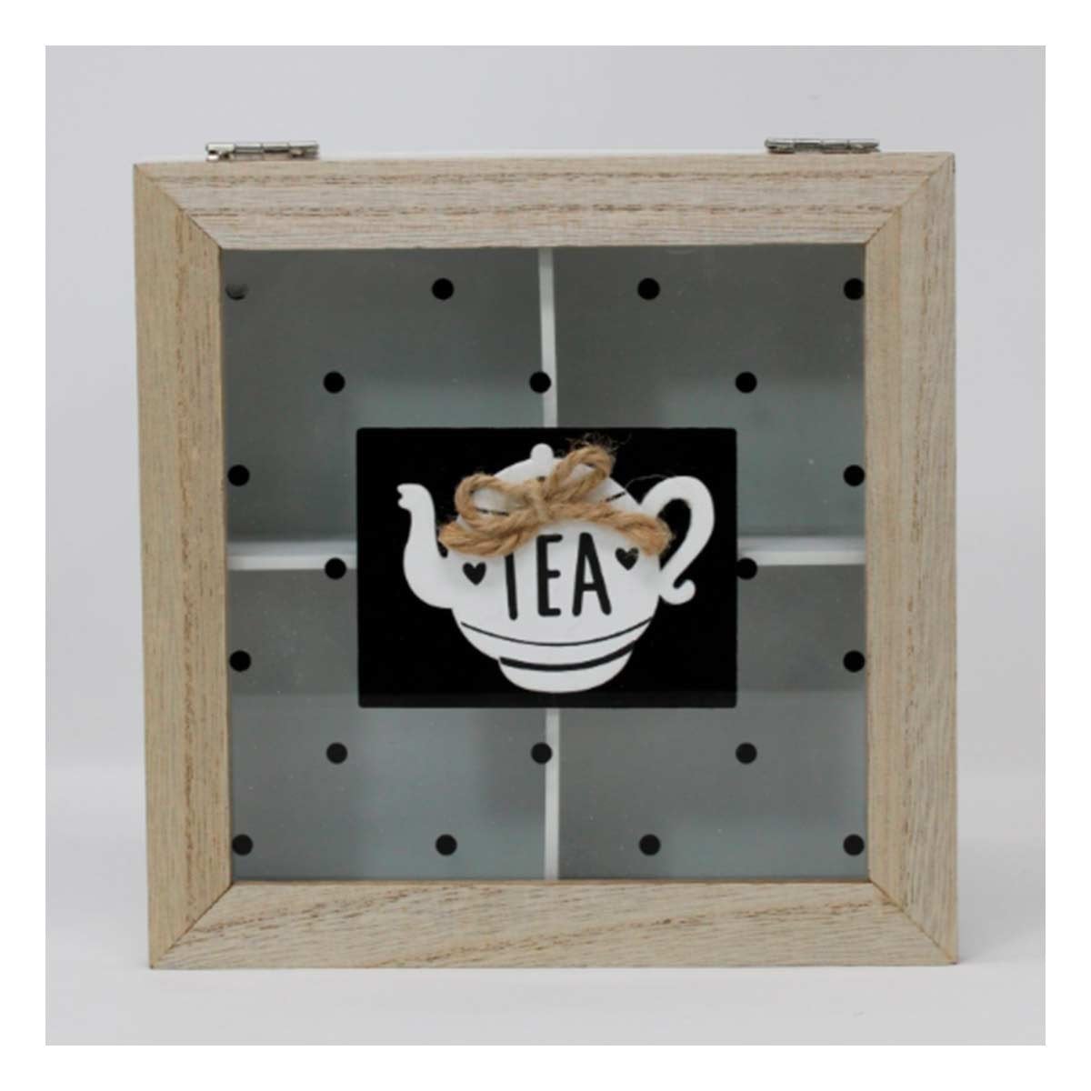 PACK2 CONTENEDOR DE MADERA ORGANIZADOR PARA TE Y CAFE BLANCO CASA Y+PAPEL REGALO - 2