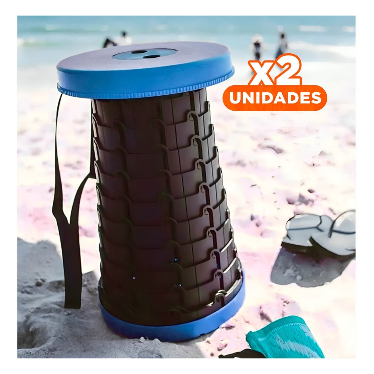 PACK2 SILLA LIGERA 3 SEGUROS PORTATIL TAPA AZUL CENTRO NEGRO PARA CASA Y OFICINA - 1