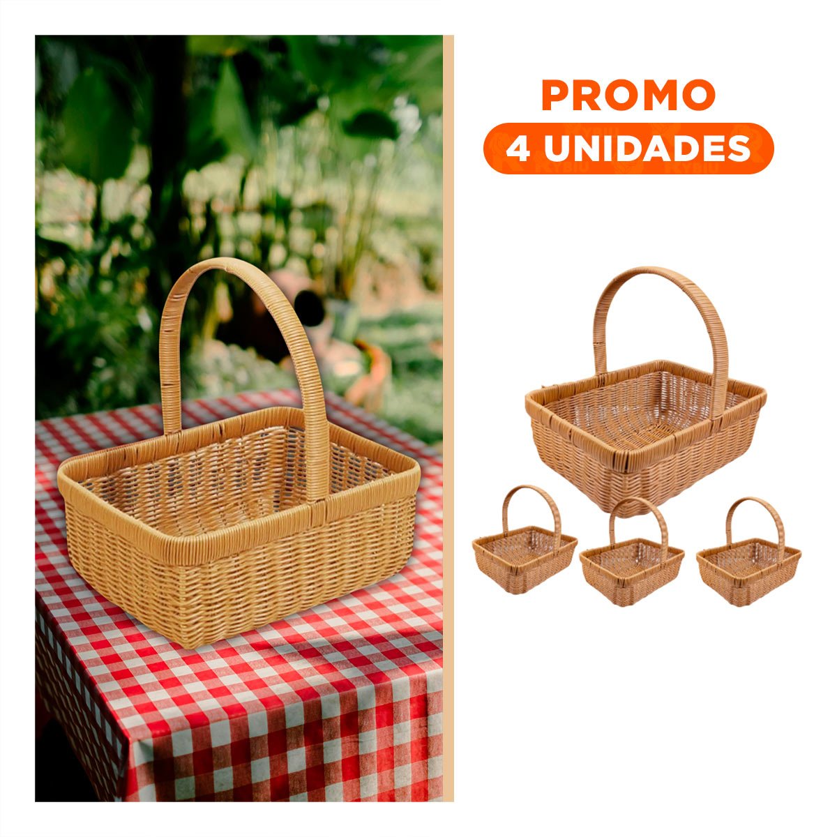 PACK4 CANASTO TEJIDA CUADRADA CON ASA PARA GUARDAR ROPA Y ACCESORIOS MOSTAZA - 1