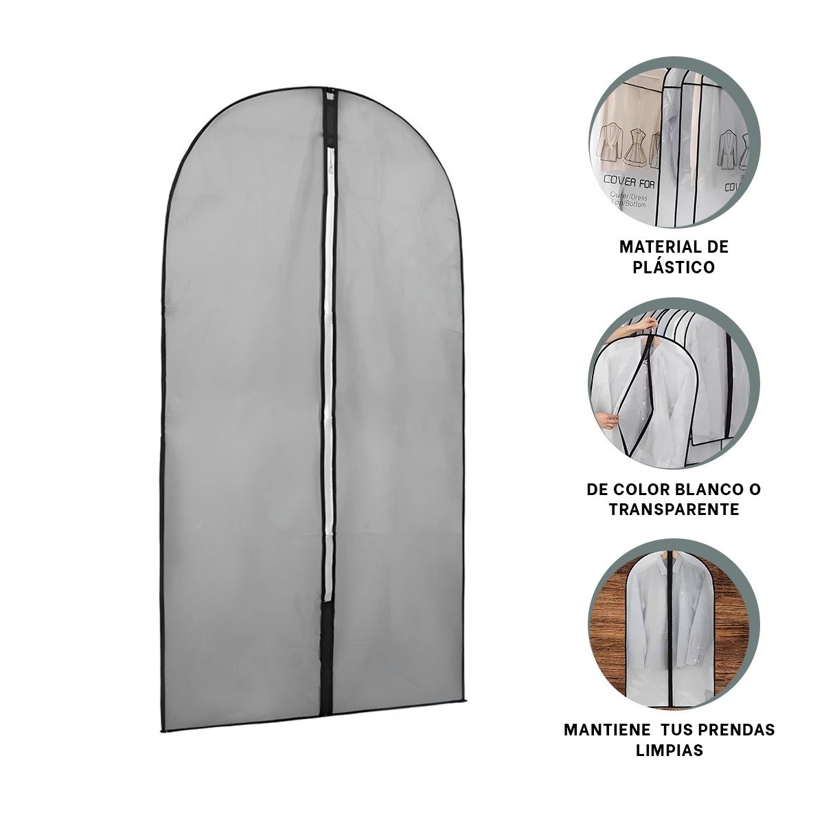 PORTATRAJE DE PLASTICO PRACTICO PARA GUARDAR 60CMX80CM BLANCO Y+PAPEL REGALO - 5