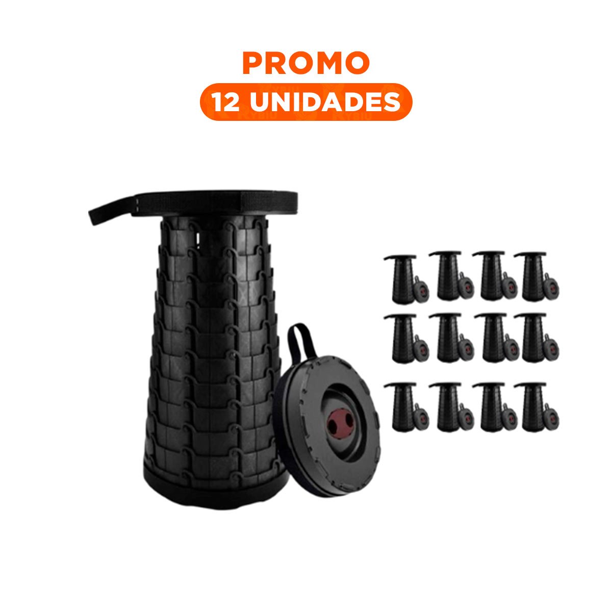 PACK12 ASIENTO DURABLE PLEGABLE 3 SEGUROS PORTATILES TAPA NEGRO CENTRO NEGRO - 1
