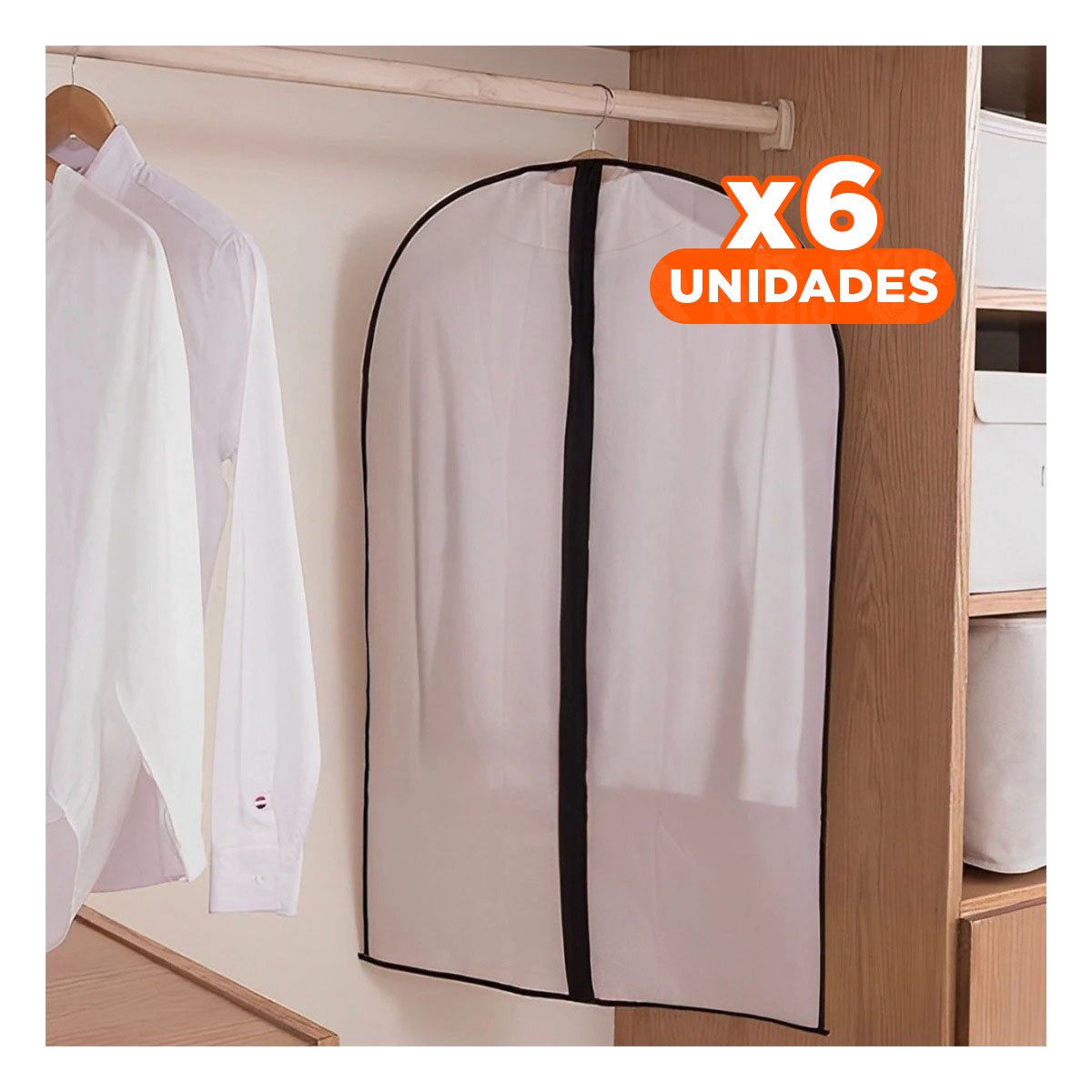 PACK6 GUARDATRAJE DE PLASTICO PARA ROPA ELEGANTE 60CMX80CM BLANCO Y+PAPEL REGALO - 1