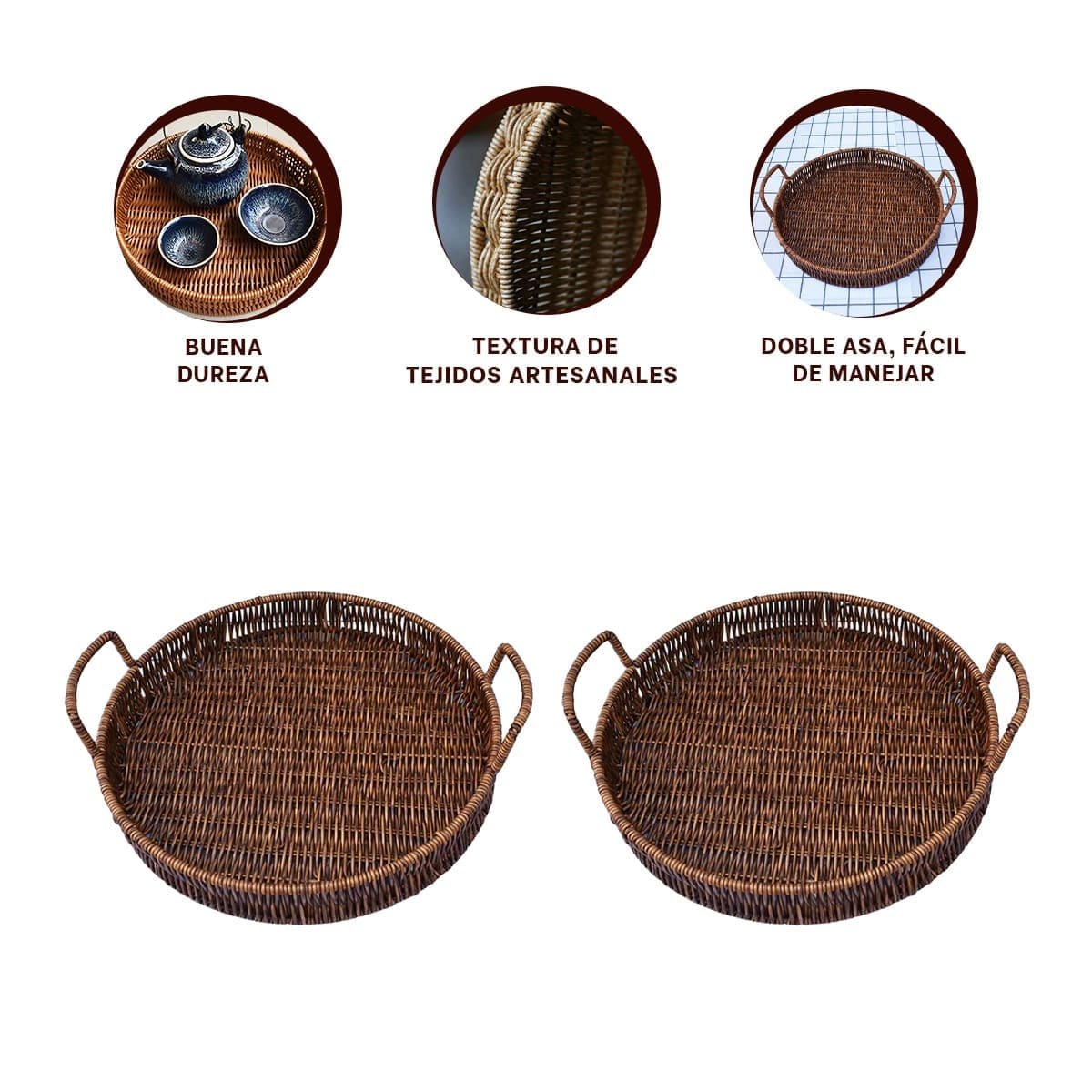 CONTENEDOR TEJIDA CIRCULAR CON ASAS PARA GUARDAR ACCESORIOS EN CASA MARRON Y+POST IT - 5