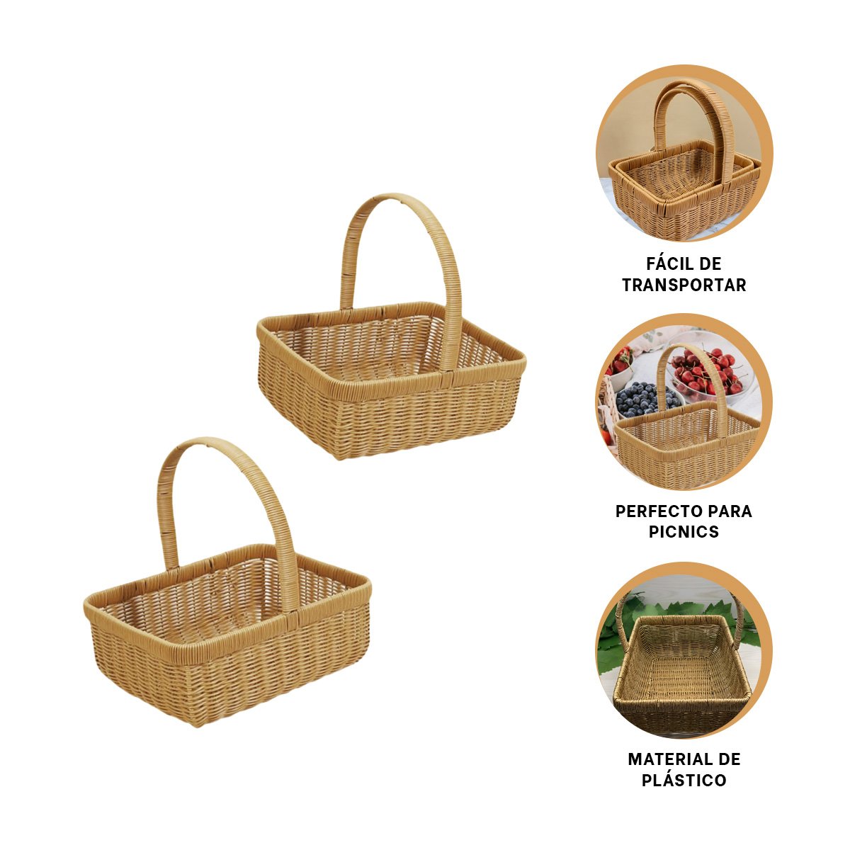 CESTA TEJIDA CUADRADA CON ASA DECORATIVA PARA SALA Y COMEDOR MOSTAZA Y+PAPEL REGALO - 5