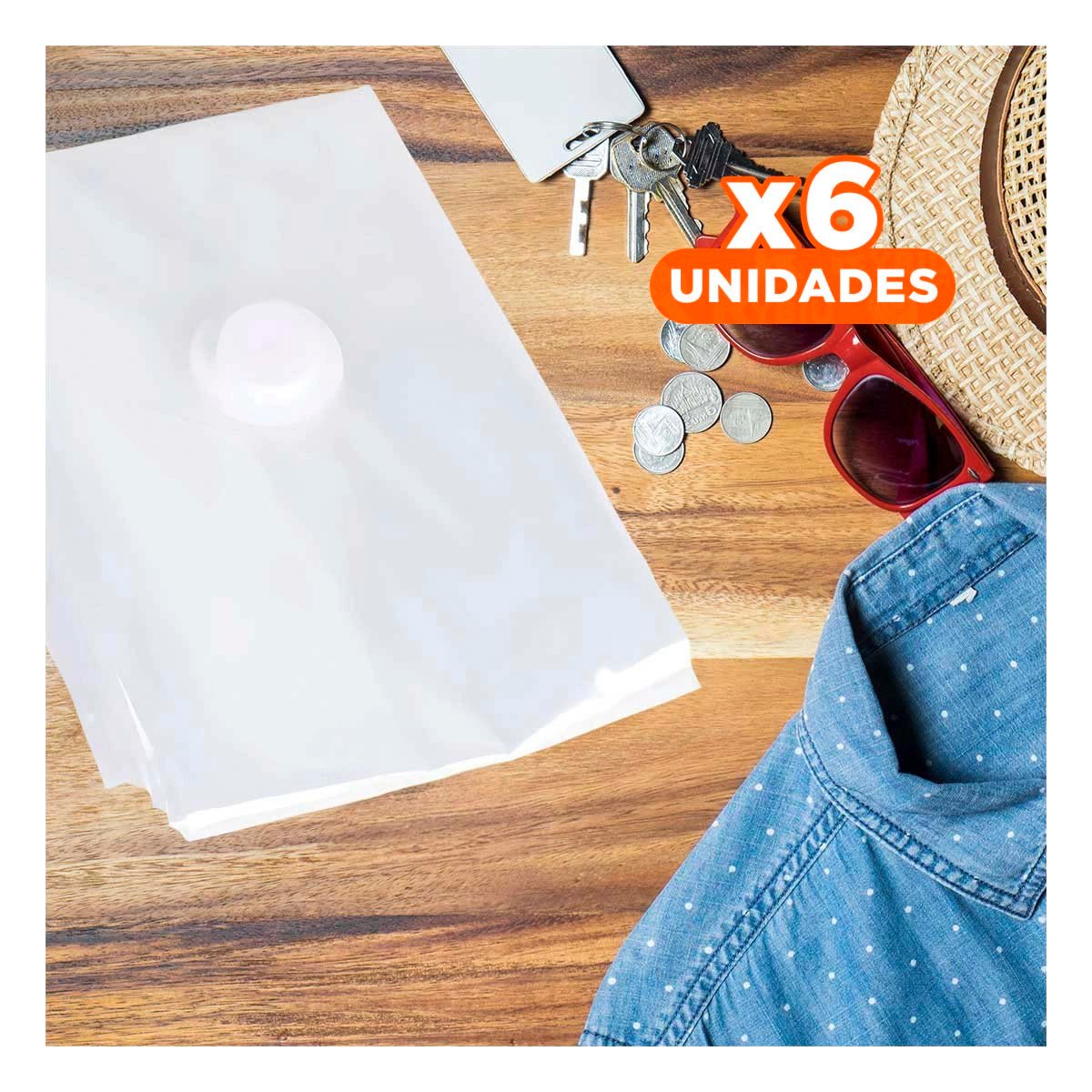 PACK6 SACO PARA ROPA DE TEMPORADA FRÍA 80X130CM TRANSPARENTE Y+PAPEL REGALO - 1