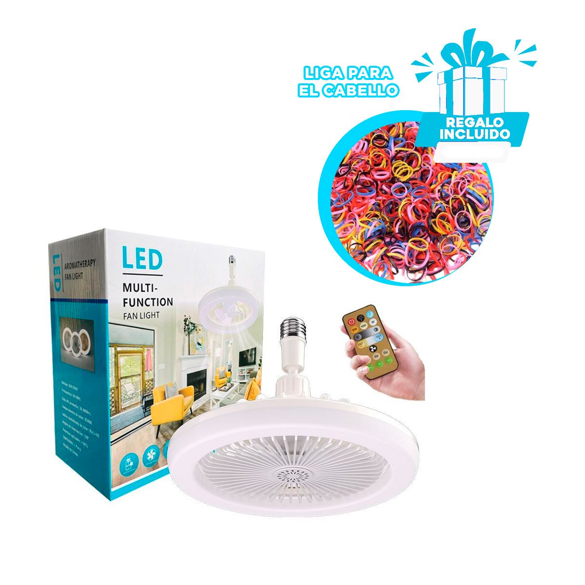 BOMBILLA VENTILADOR LED 30 W E27 E26 CON CONTROL REMOTO BLANCO Y+LIGAS REGALO - 2