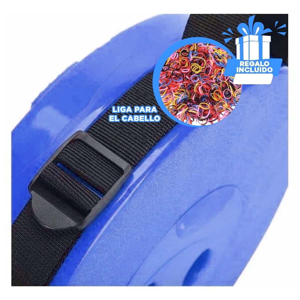 ASIENTO PORTATIL 3 SEGUROS PLEGABLE TAPA AZUL CENTRO NEGRO PARA USO DIARIO Y+LIGAS REGALO - 2