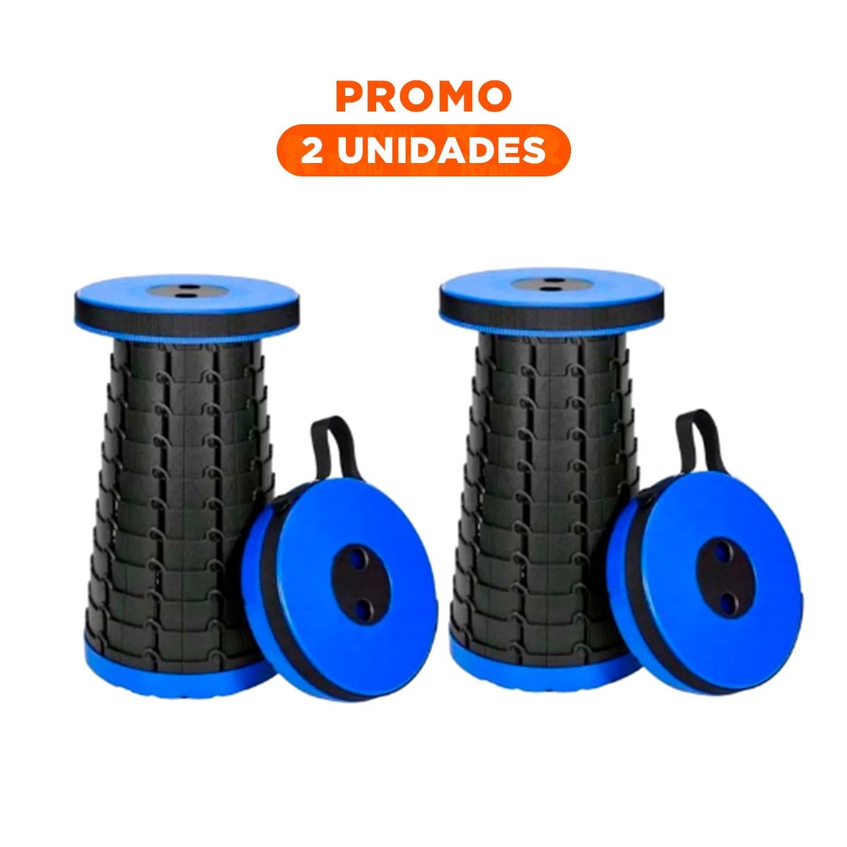 PACK2 BUTACA COMPACTA 3 SEGUROS PORTATIL TAPA AZUL CENTRO NEGRO PARA TERRAZA Y+REGALO STICKER - 1