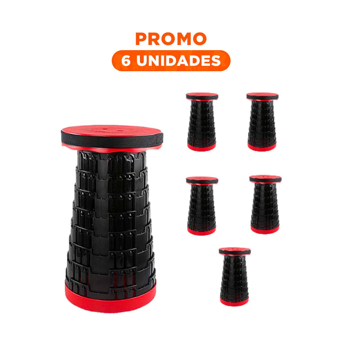 PACK6 BANCO LIGERO 3 SEGUROS PORTATILES TAPA ROJO CENTRO NEGRO PARA JARDIN Y+REGALO STICKER - 1