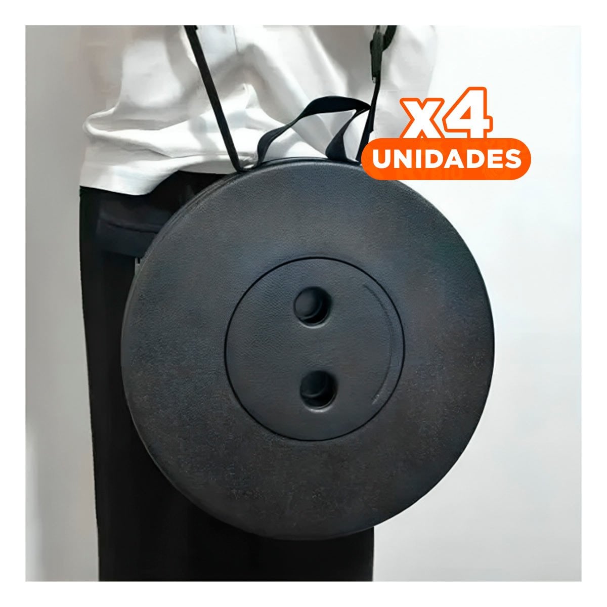 PACK4 ASIENTO MODERNO PLEGABLE 3 SEGUROS PORTATILES TAPA NEGRO CENTRO NEGRO Y+REGALO STICKER - 1