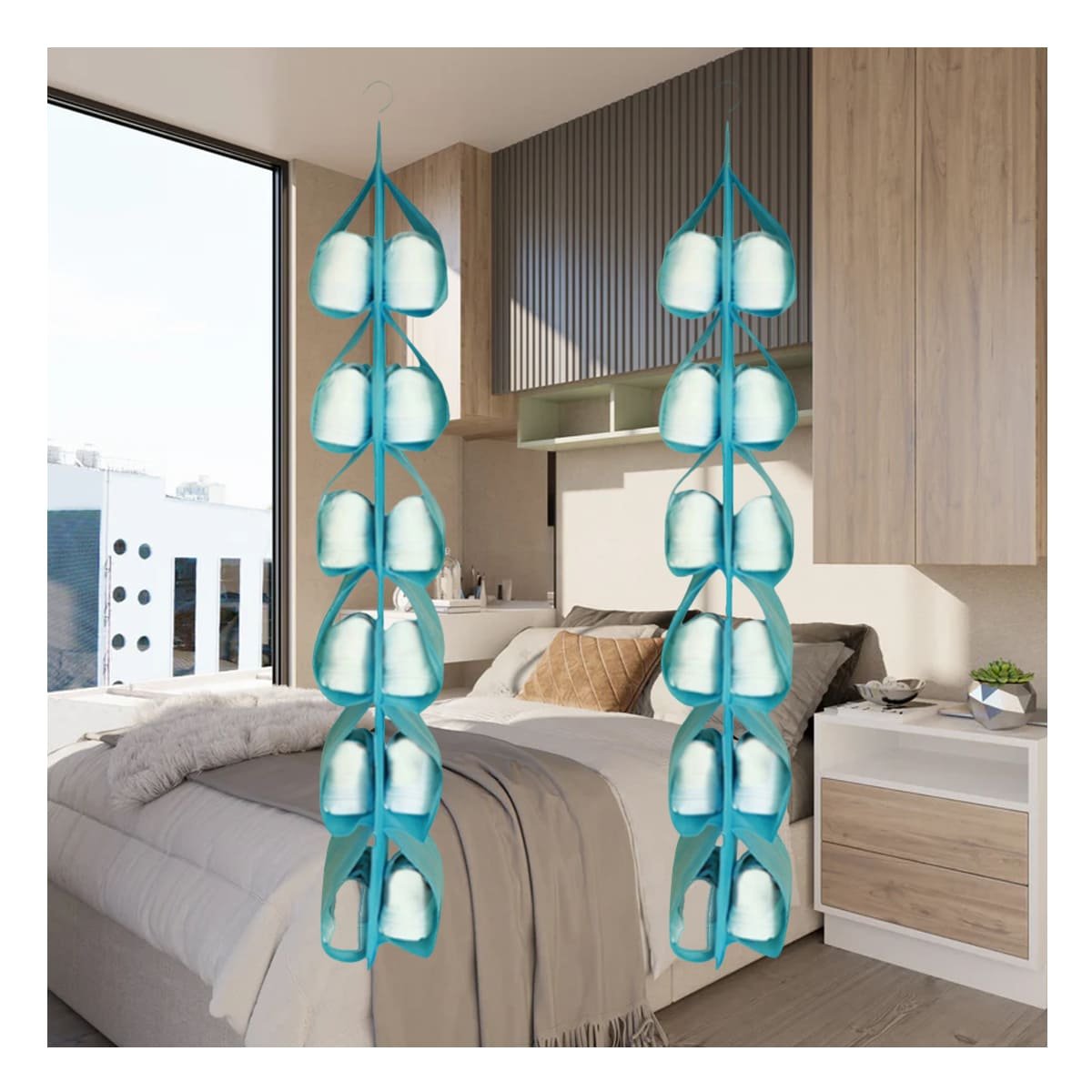 ESTANTE COLGANTE DE 6 PARES CELESTE PARA MANTENER TU HOGAR ORDENADO Y+REGALO STICKER - 5