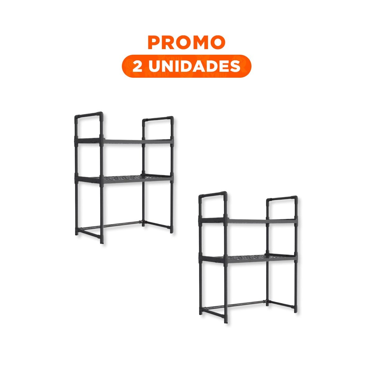 PACK2 MUEBLE COCINA ORGANIZADOR MICROONDAS 2 NIVELES CON ASAS NEGRO COMPACTO Y+REGALO STICKER - 1