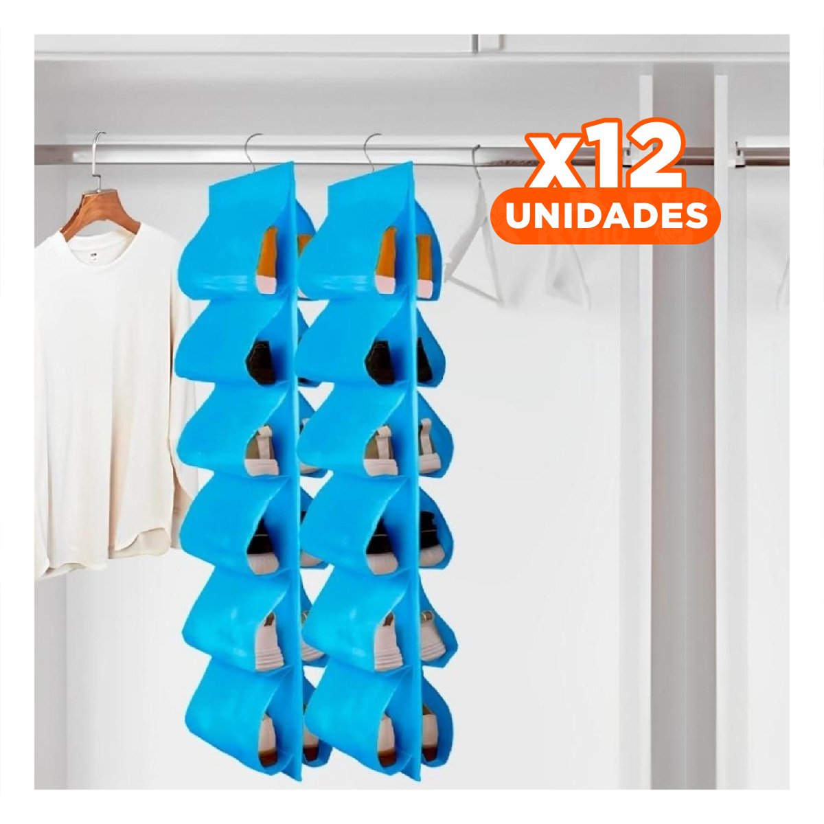 PACK12 CAJONERA COLGANTE DE 6 PARES CELESTE PRACTICA PARA GUARDAR ZAPATOS Y MAS Y+PAPEL REGALO - 1