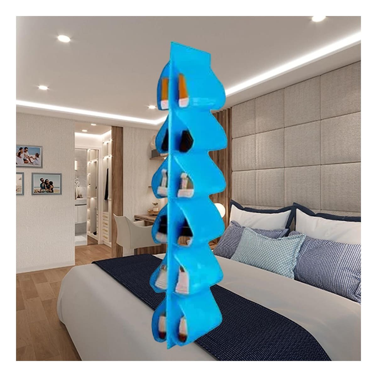PACK6 CONTENEDOR COLGANTE DE 6 PARES CELESTE FACIL DE COLOCAR EN CLOSET Y HOGAR - 3