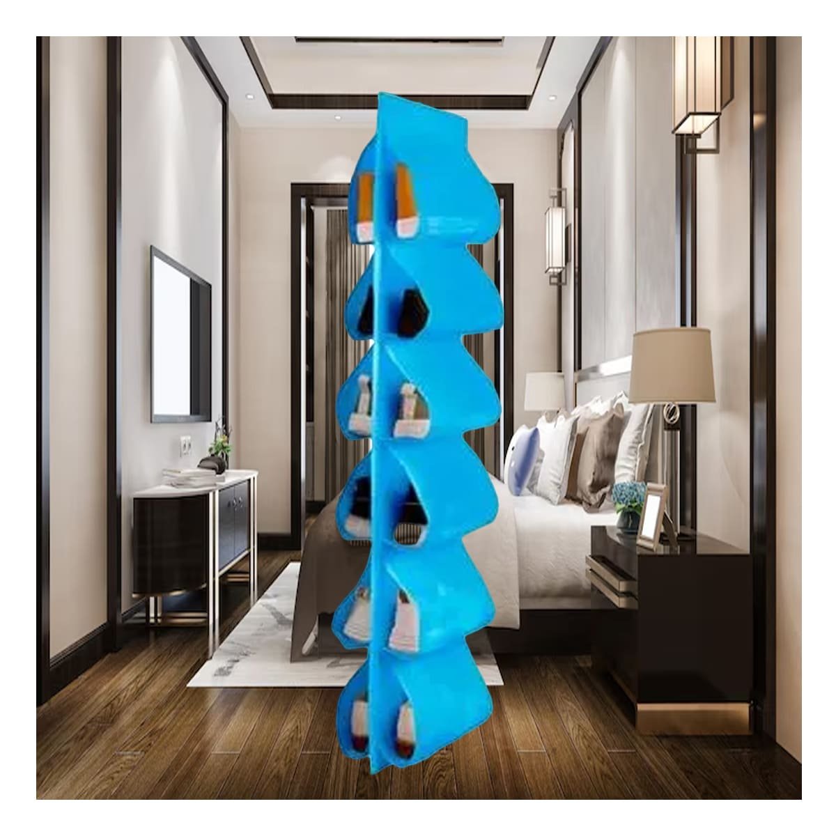 ORGANIZADOR COLGANTE DE 6 PARES CELESTE PARA GUARDAR ZAPATOS Y ACCESORIOS Y+PAPEL REGALO - 2
