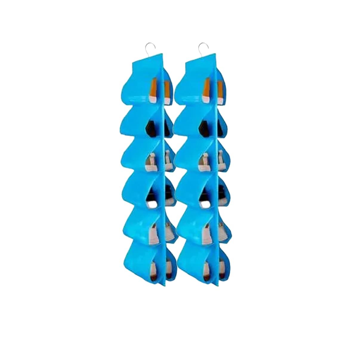 PACK4 ORGANIZADOR COLGANTE DE 6 PARES CELESTE PARA CASA Y ESPACIOS REDUCIDOS Y+PAPEL REGALO - 3